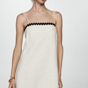 Mango Linen Dress with Contrasting Details